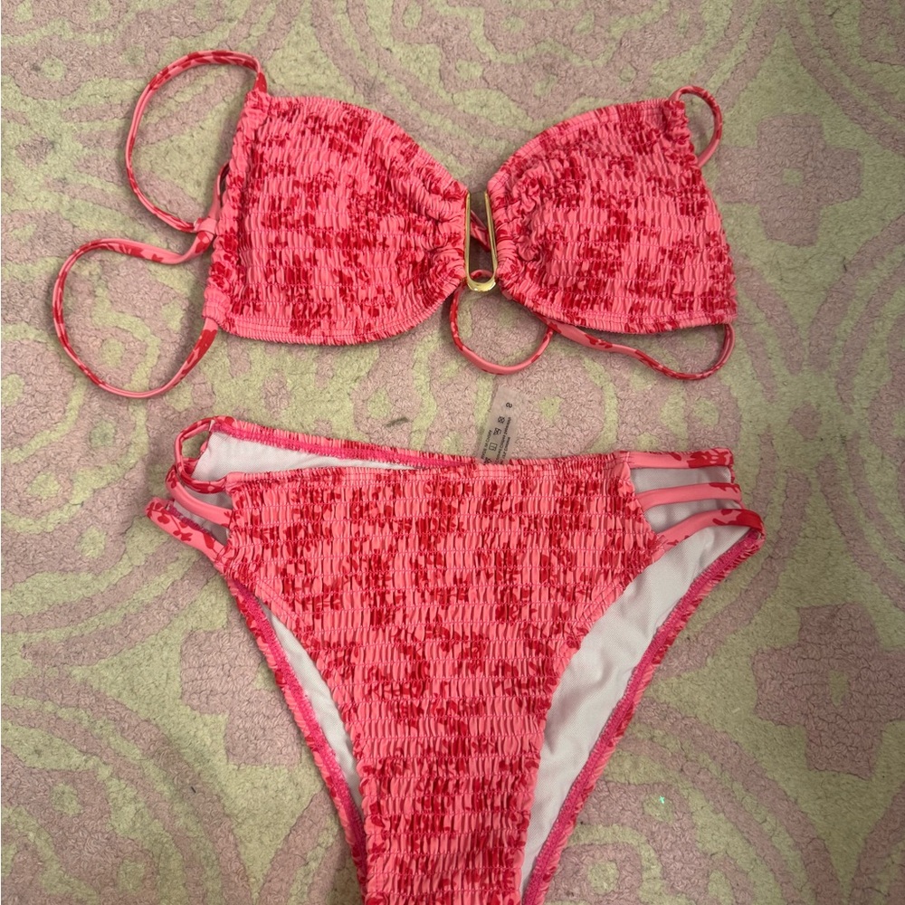 shein pink bikini set
